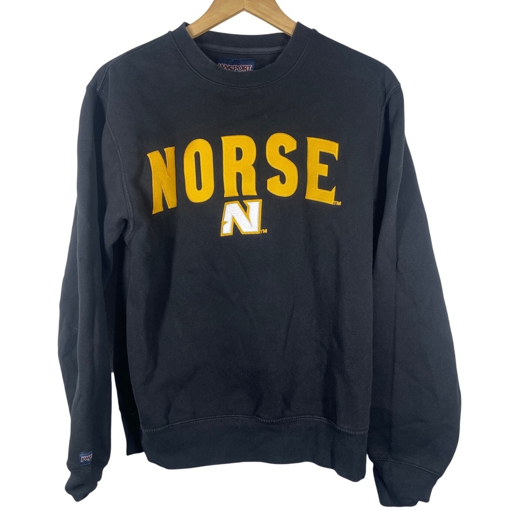 Vintage JanSport Northern Kentucky University Norse Crewneck Sweatshirt Black XS